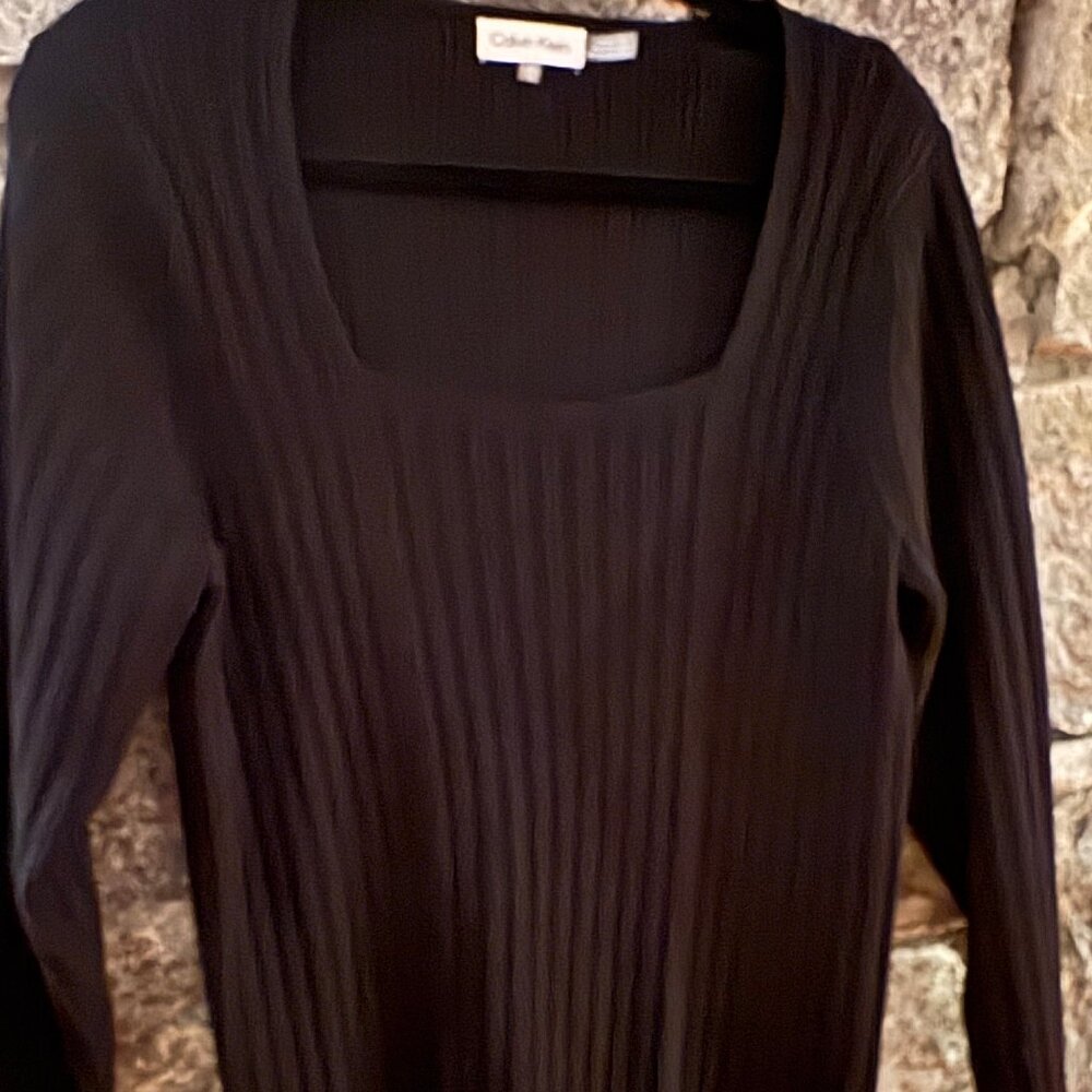 CALVIN KLEIN SQUARE NECK, BLACK RIBBED KNIT SWEATER SZ. XL -NWOT